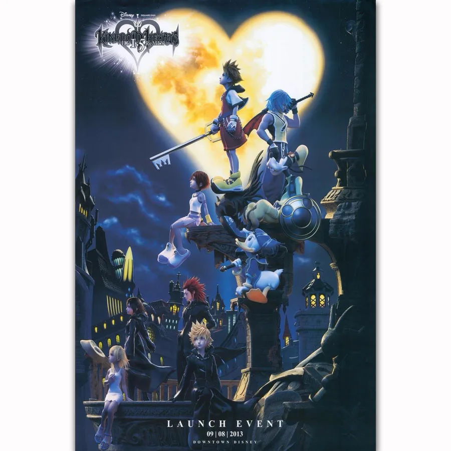 MQ3808 Горячее предложение Kingdom Hearts III 3 Аниме Комикс мультфильм серия видео игры Арт плакат Шелковый светильник холст домашний декор Настенная картина принт - Цвет: Красный
