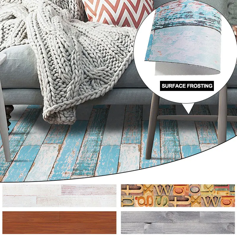 

Grinded Surface 1 Roll Simulated Wood Grain Background Floor Sticker Tile Sticker 3D Kitchen Removable Wall Stickers Waistline