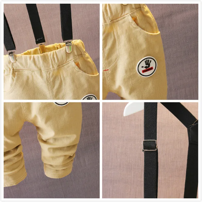 BOY'S Autumn Clothing Children Autumn Pants Can Open Crotch Trousers Suspender Pants Deconstructable Suspender Strap Male B