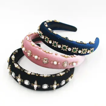 

European Baroque Sponge Padded Headband Full Jewelry Imitation Crystal Hair Hoop M6CD