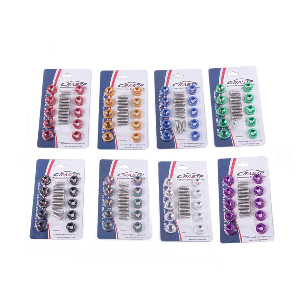 10pcs Aluminum Fender Washers And M6 Bolt for Honda Civic Integra RSX License Plate Screw