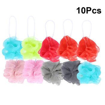 

10pcs Bath Shower Body Exfoliate Puff Sponge Mesh Net Bath Balls Set (Random Color)