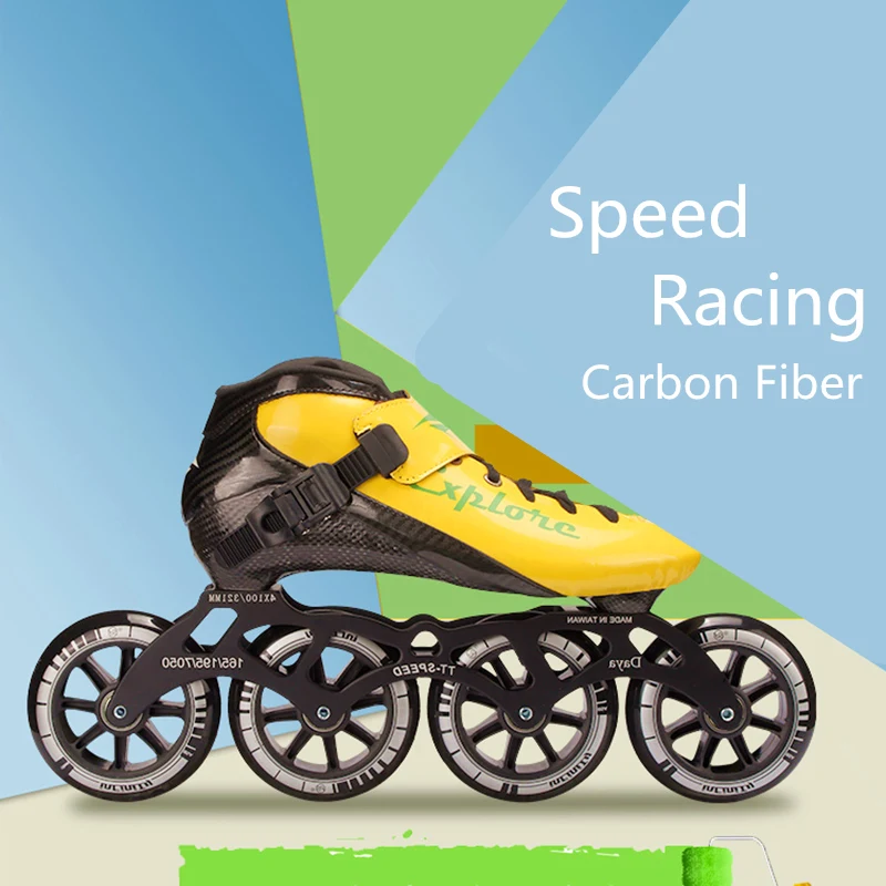 Carbon Fiber Speed Skates Shoes Adults Man Woman Inline Speed Skating Patines 4 wheels 90mm 100mm 110mm Fibre Sports Sneakers adult roller skates