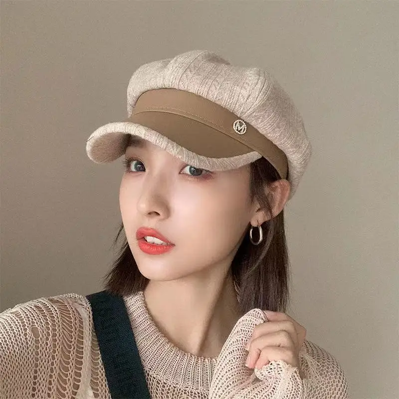Women's Trend British Cap Designer Caps Accessories Women's Hat Beret Octagonal Hats Mushroom Hat