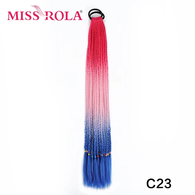 Synthetic Chignon Hair 60cm Hair Color Gradient Dirty Braided Ponytail Women Elastic Hair Rubber Band Hair Accessories Headband C23