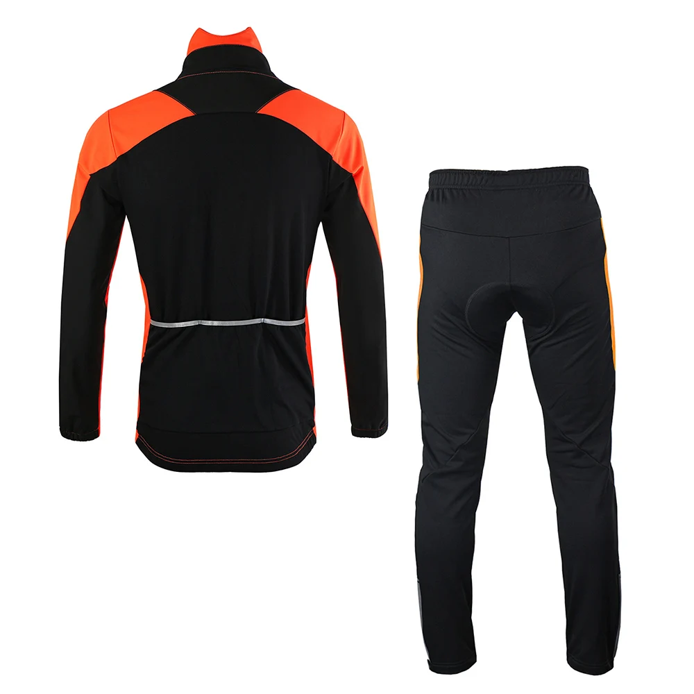 Ветровка с длинным рукавом, зимнее Велосипедное Джерси, пальто, куртка, набор с 3D мягкими штанами, брюки, MTB велосипедная куртка, одежда для велоспорта