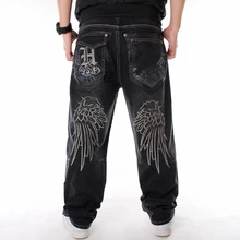 

Nanaco Man Loose Baggy Jeans Hiphop Skateboard Denim Pants Street Dance Hip Hop Rap Male Black Trouses Chinese Size 30-46