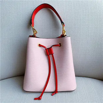 

cow genuine leather shoulder bag ladies messenger bag fashion casual small bag handbag handbag solid color female bag bucket bag
