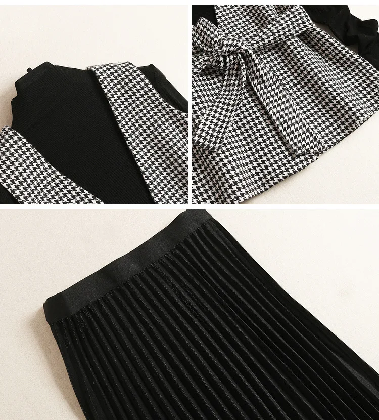 Fall Winter Women's High Quality Sweater+vest+skirt 3 Pieces Women's Set