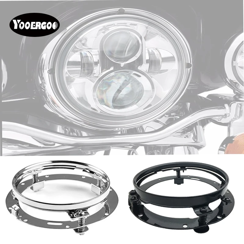 Chrome 7 Inch Round LED Headlight Mounting Bracket Ring for Jeep