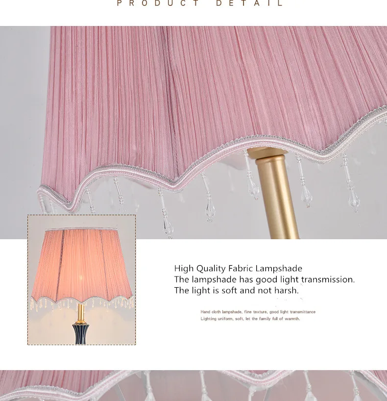 Розовый подвесной абажур из бисера, керамический Торшер для кровати, прикроватной кровати, гостиной, фойе, для учебы, для чтения, ночная