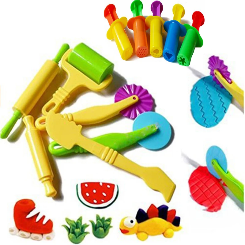 MODELLING DOUGH CRAFT TOOLS ROLLING PIN & NEON PLASTICINE PLAY DOH FIMO KIDS SET 