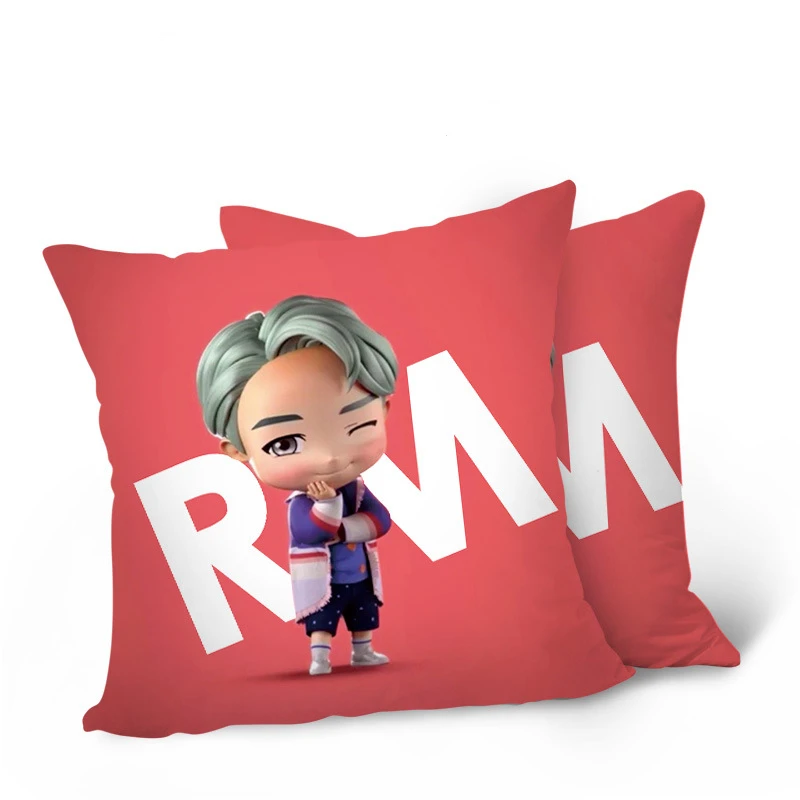 Bangtan boys чехол для подушки с мультяшным принтом Печать Подушка Чехол CottonThrow наволочка для подушки, декоративная диван автомобиля Подушка двухсторонняя подушка