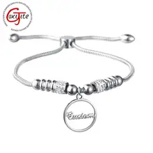 Goxijite роскошный заказной именной браслет для женщин серебряная Регулируемая пряжка круг табличка браслеты лучший подарок подружки невесты