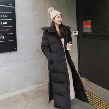 

Female Hooded Warm Puffer Zipper Down Jacket Black Navy Blue Long Thick Section Plus Size Winter Coat Women 2020 Plumifero Mujer