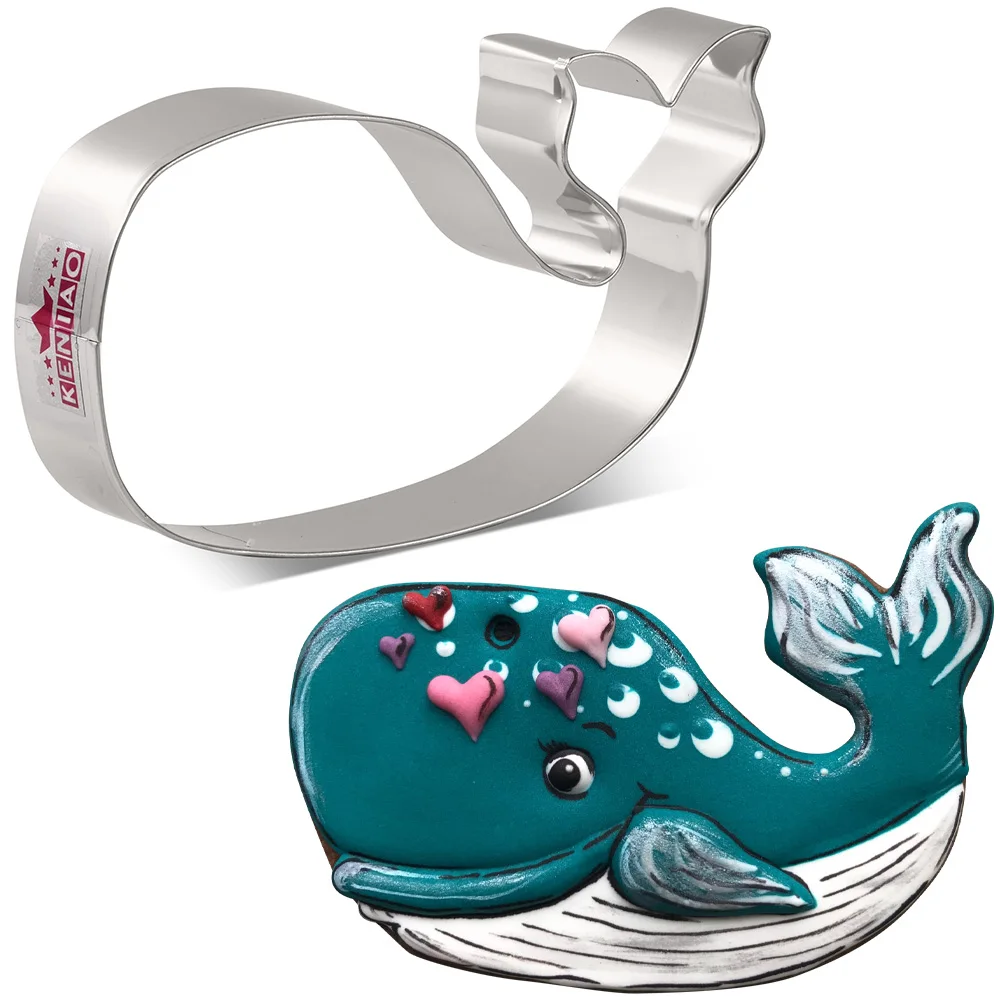 KENIAO Ocean Creatures Large Whale Cookie Cutter-11.8 cm-Under the Sea Biscuit Fondant Sandwich Bread Mold Stainless Steel