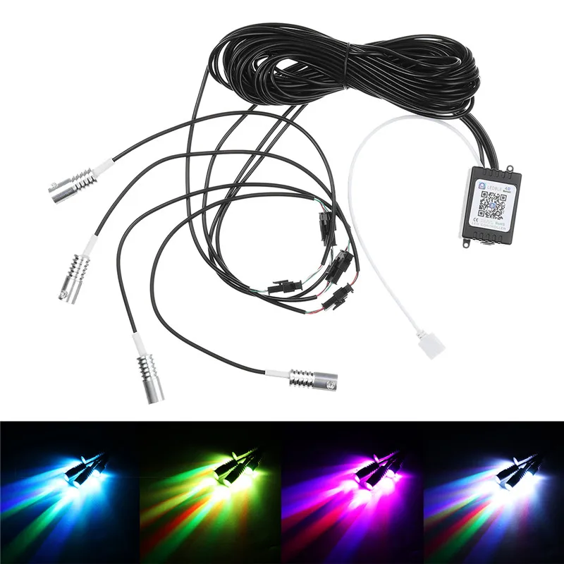 

1 Set 4pcs Colorful RGB LED Car Interior Neon EL Wire Strip Light Auto Dashboard Decorative Lamp Sound Active APP Control