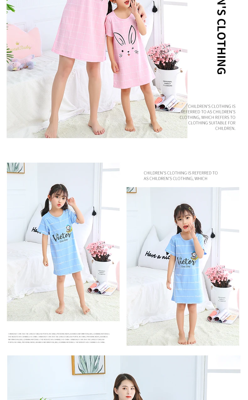 Summer Mom Daughter Night Dress Family Pajamas Sleepwear Kids Girl Nightgown Pajamas for Teen Girls Kids Pajamas Dress adonna nightgowns	