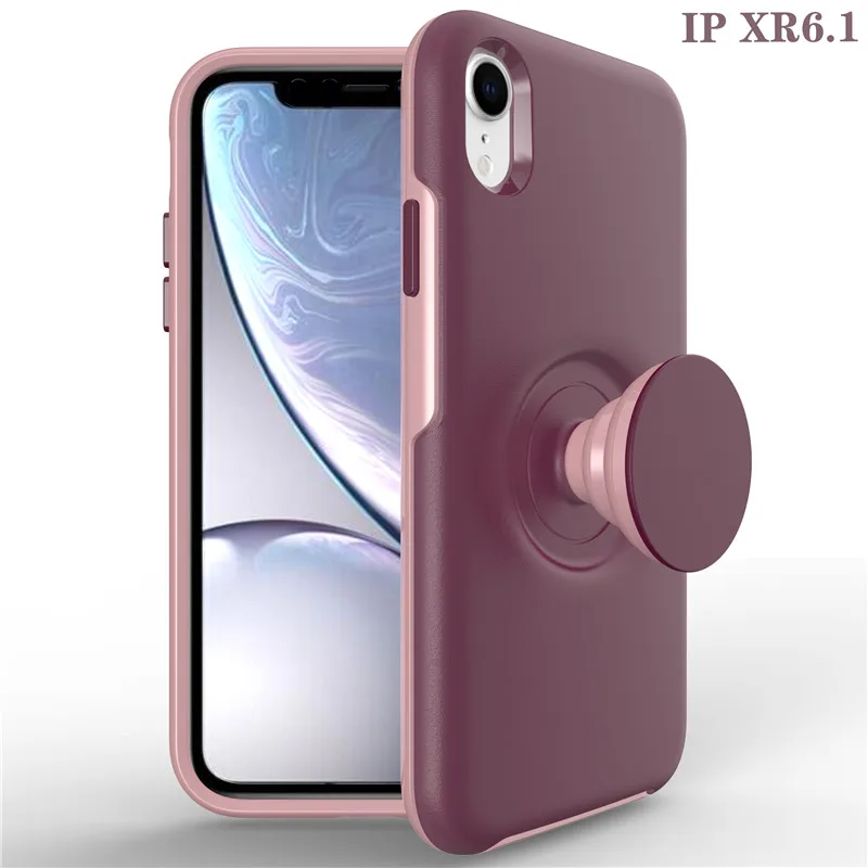 Гибкий чехол-держатель Promax для iPhone 11, 6, 8, 7 Plus, x, xr, xsmax, матовый Гибридный противоударный защитный резиновый PC+ TPU силиконовый чехол-накладка - Цвет: Красный