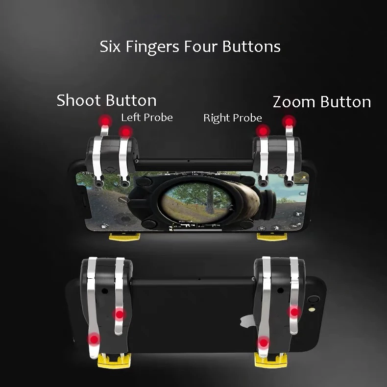 Smart Phone Gaming Joystick Six-finger Wasp Button Hand Tour Handle Grip Shooting Assist Button Lef