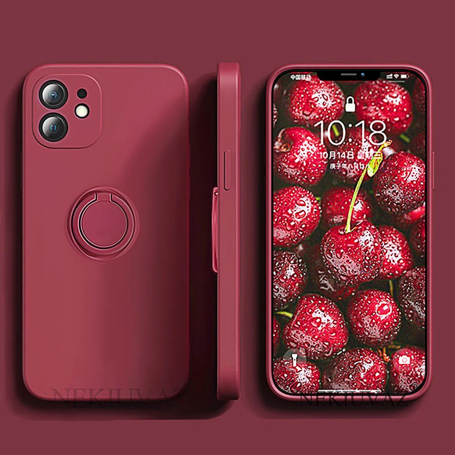 Funda de silicona con soporte de anillo para iPhone, 11, 12 Pro, Max, XR, Mini, X, XS, Max, 7, 8 Plus, SE, 2020