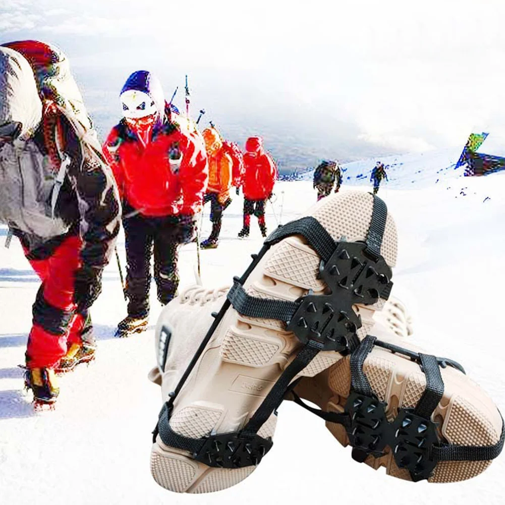 Универсальная зимняя обувь для ходьбы по снегу, альпинизму, альпинизму, треккингу, скобы, 24 зуба, шипы, ледяной захват, портативный, для спорта на открытом воздухе