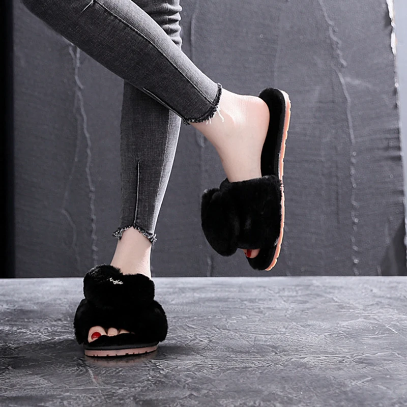 SWQZVT 2020 Women house slippers shoes open toe bedroom floor slippers for women love non-slip pink indoor winter shoes ladies (4)