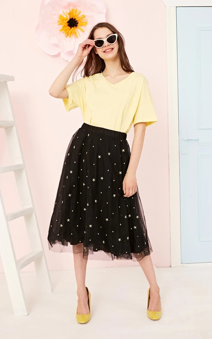 Vero Moda Женская футболка из хлопка с v-образным вырезом свободного кроя чистого цвета | 319101545