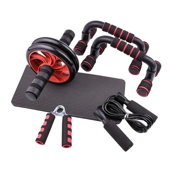 Alternative view of Resistance Bands Push Up Stand Bar Abdominal Wheel AB Roller Jump Rope Grip Strength Exercise Home Gym Fitness Muscle Trainer