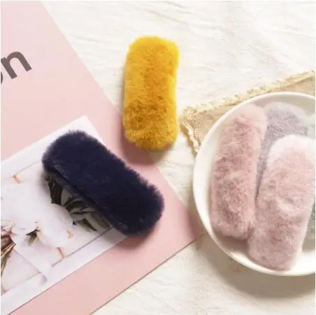 

1X New Plush Hairpin BB Clip Headwear Fashion Drop Shape / Rectangular Autumn And Winter Hair Clips Side Clip Hair Accessories