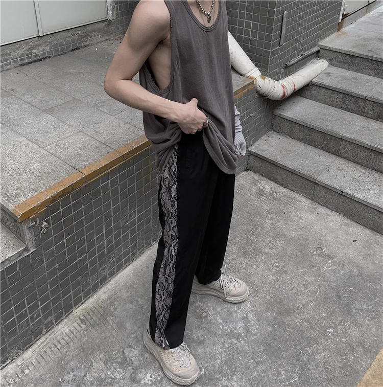 Neploe Harajuku уличная змея лоскутные брюки для женщин и мужчин хип хоп прямые повседневные брюки свободные эластичные талии длинные брюки 55313