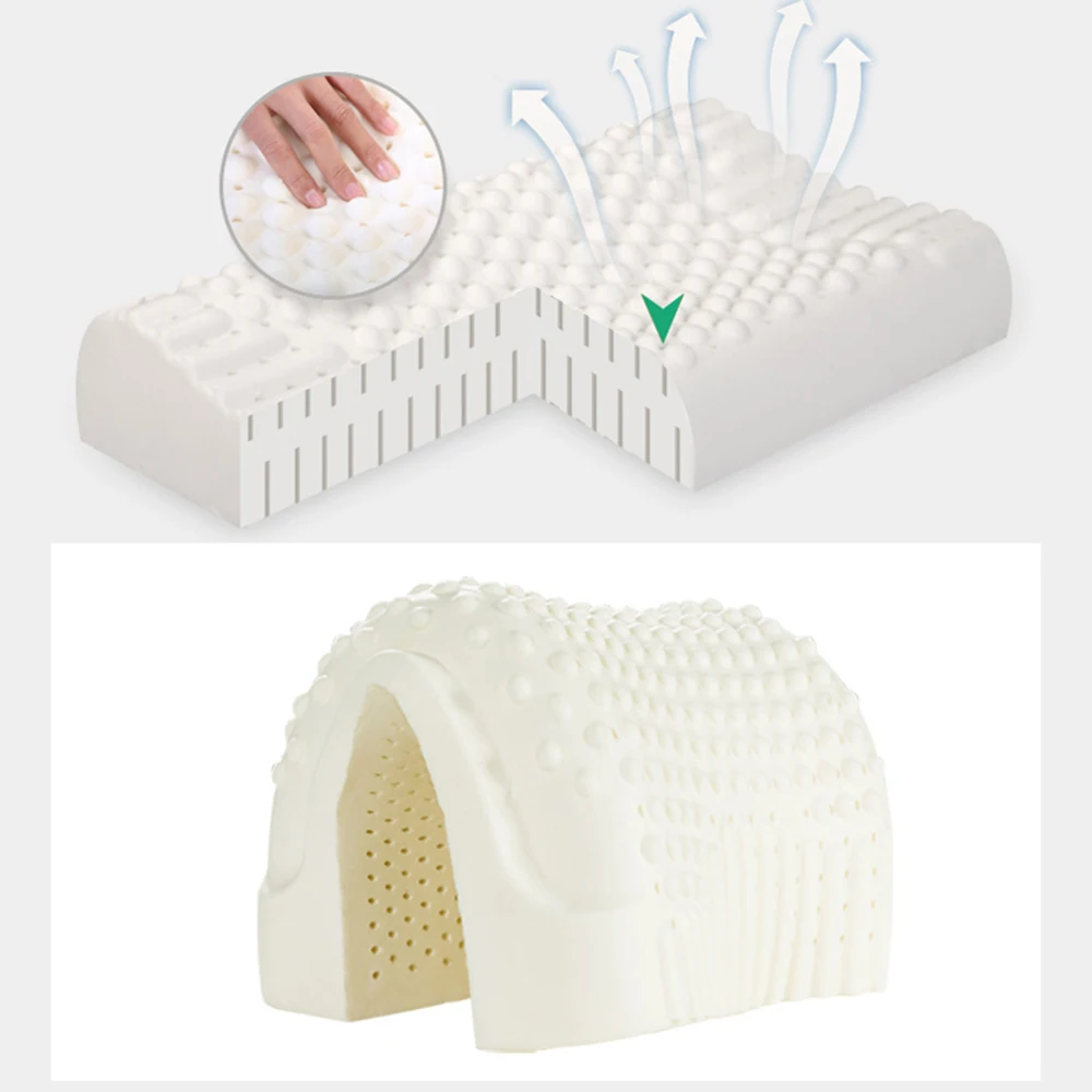 Подушка из натурального латекса, Ортопедическая подушка, массажная латексная подушка для сна, для облегчения боли в шее, Шейная подушка, подушка для здоровья