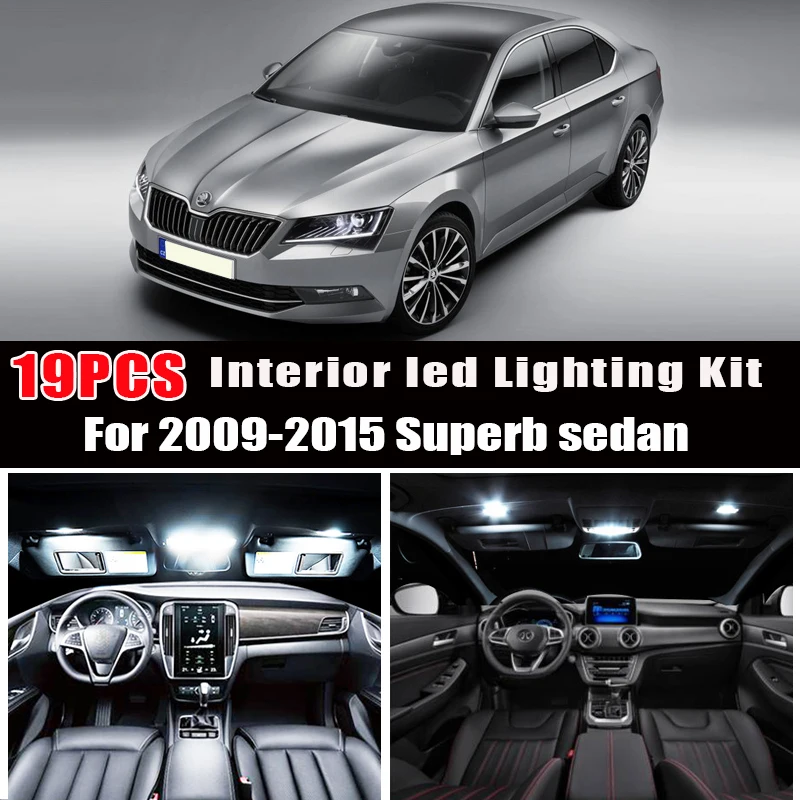 Комплект светодиодных ламп без ошибок для салона Skoda 2009 2015 Superb sedan saloon MK2 MKII 3T4 19