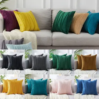 

Soft Velvet Cushion Cover Pillowcase Striped Solid Color Decorative Pillow Case Sofa Throw Pillows Cover Home Decor Pillow Cover