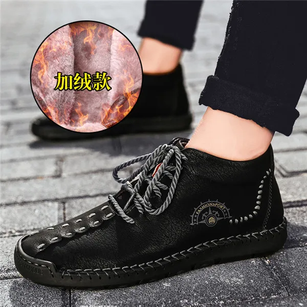 6018 Cotton Black Лидер продаж; зимние мужские ботинки на меху; зимние ботинки на шнуровке; Водонепроницаемая Мужская обувь; повседневная мужская обувь; уличная модная новинка; большие размеры - Цвет: 6018 Cotton Black