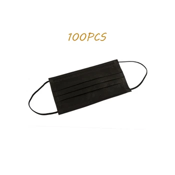 

black 100PCS Face Mouth Protective Mask Disposable Protect 3 Layers Filter Dustproof Earloop Non Woven Mouth Masks 48h Shipping