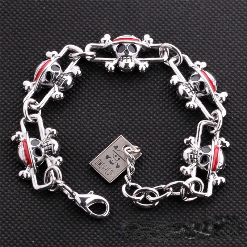 

Wholesale 5 Pcs ONE PIECE Bracelets Japanese Anime Figue Monkey D. Luffy Alloy Skull Hand Accessories for Women Men Jewelry Gift