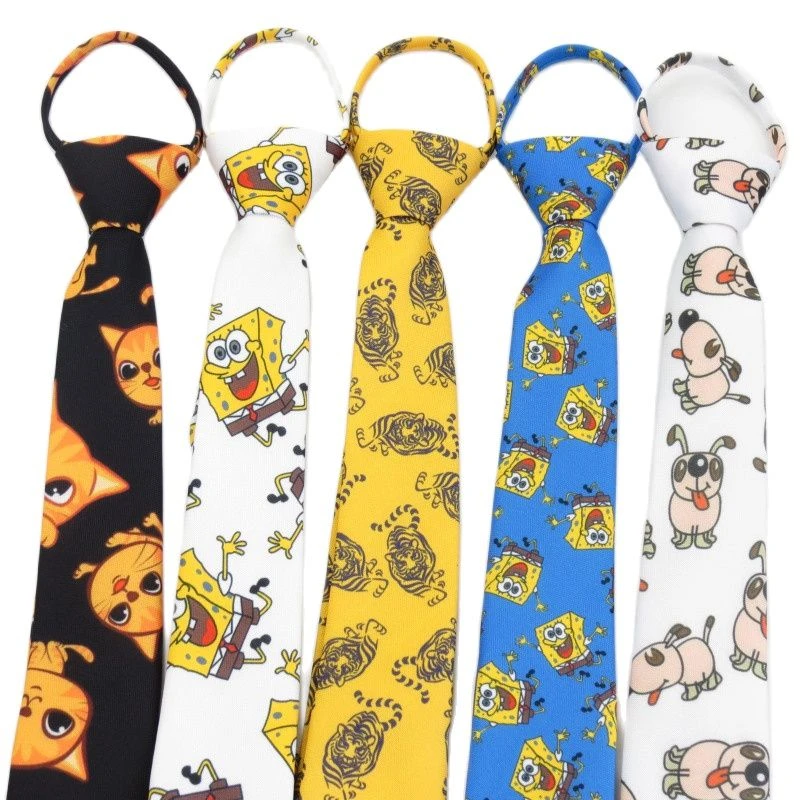 Corbata No se requiere anudar, corbatas de animados para hombres y mujeres, 6CM, versión coreana de estrecha, corbata perezosa impresa de ocio|Corbatas y pañuelos de -