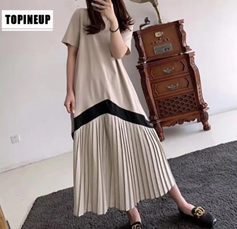 

Korean design New stylish pleated summer dresscasual retro vintage midi dresses vestidos mujer