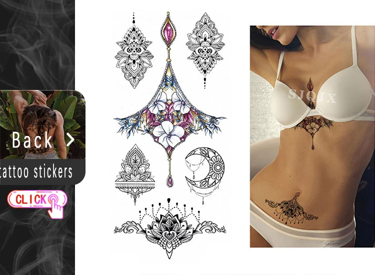 25 дизайнов, 1 шт., ювелирные изделия для женщин, 3D Временные татуировки для тела, грудь, талия, тату, наклейка, крутой сексуальный чокер, Pendan, поддельные татуировки