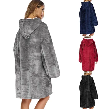 

Winter warm hoodie blanket With Pocket Blanket With Sleeves Hoodies Fleece Weighted Blankets For Beds Travel