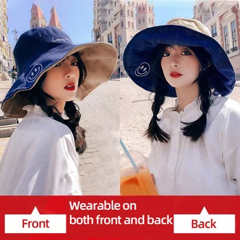 

1 Pcs Men Women Fisherman Hats Solid Double Sided Bucket Hat Sun Shading Hat Double-sided Reversible Wear Casual Trendy S1002 H