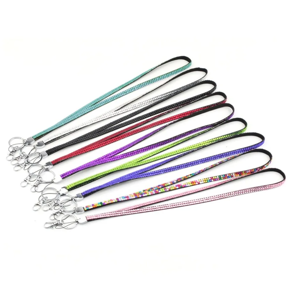 

Crystal Glimmering Rhinestone Bling Custom Lanyard & ID Badge Cellphone Key Holder Ring Wholesale