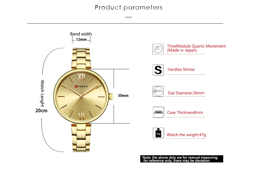 CURREN Модные женские часы Кварцевые водонепроницаемые золотые часы женские маленькие часы с браслетом из нержавеющей стали reloj mujer