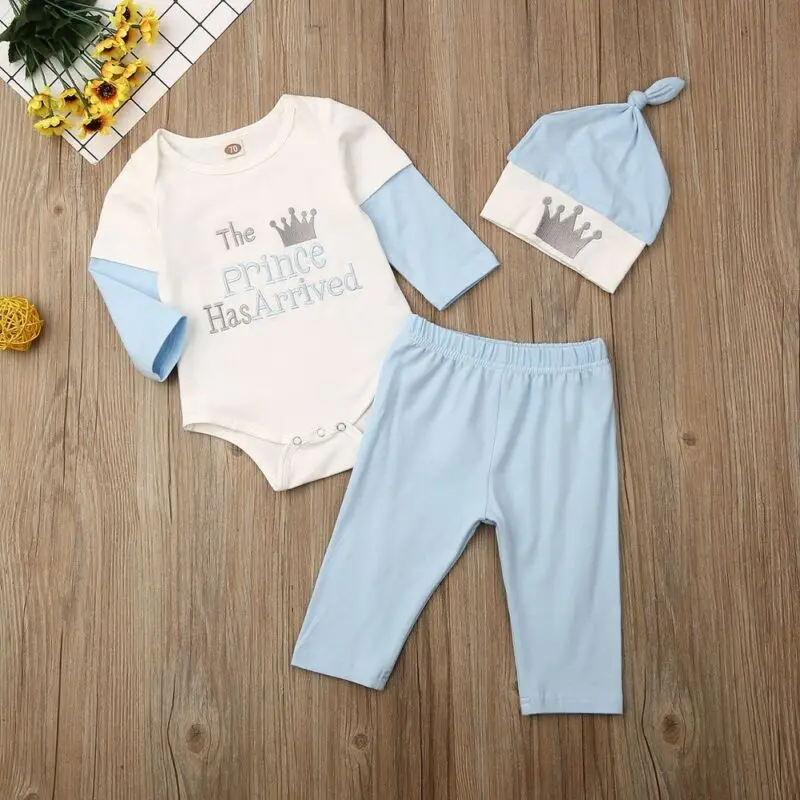 Emmababy одежда принцессы для новорожденных мальчиков и девочек, боди с длинными рукавами и буквенным принтом, штаны, шапка, осенняя одежда