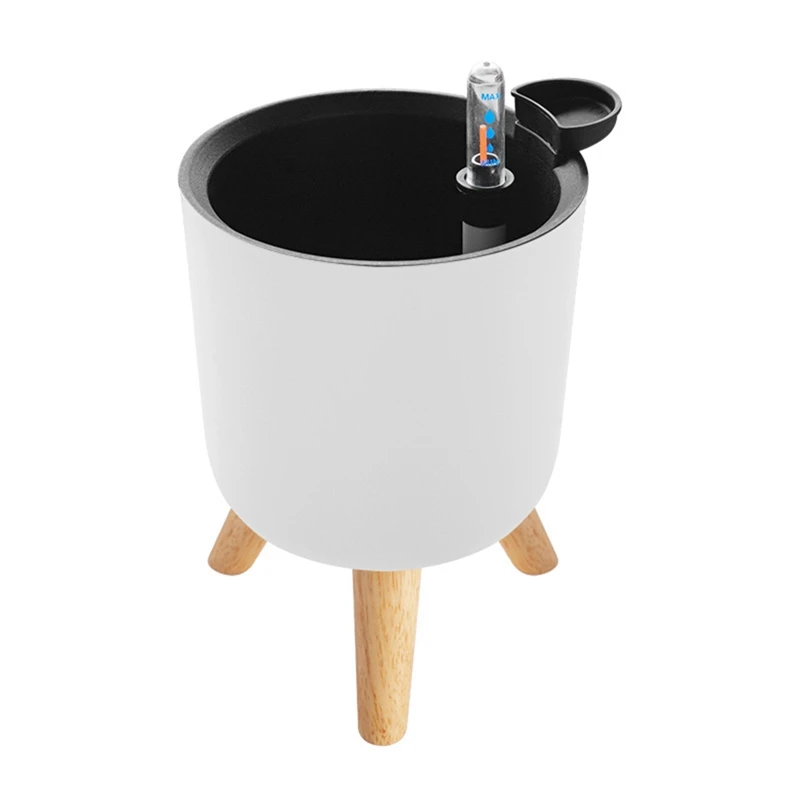 Indoor Outdoor Planter Green Plant Flower Pot With Wooden Legs Stand