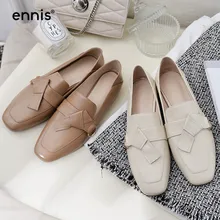 ENNIS/Брендовая женская весенняя обувь; водонепроницаемые мокасины на плоской подошве; женская повседневная обувь из натуральной кожи; модные лоферы с ремешком; цвет бежевый, коричневый; Новинка; C0011