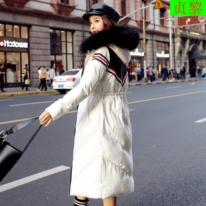 

2018 Winter New Style WOMEN'S Dress Ozhouzhan Cotton-padded Jacket Coat Mid-length over-the-Knee-Style Slim Fit down Jacket Cott