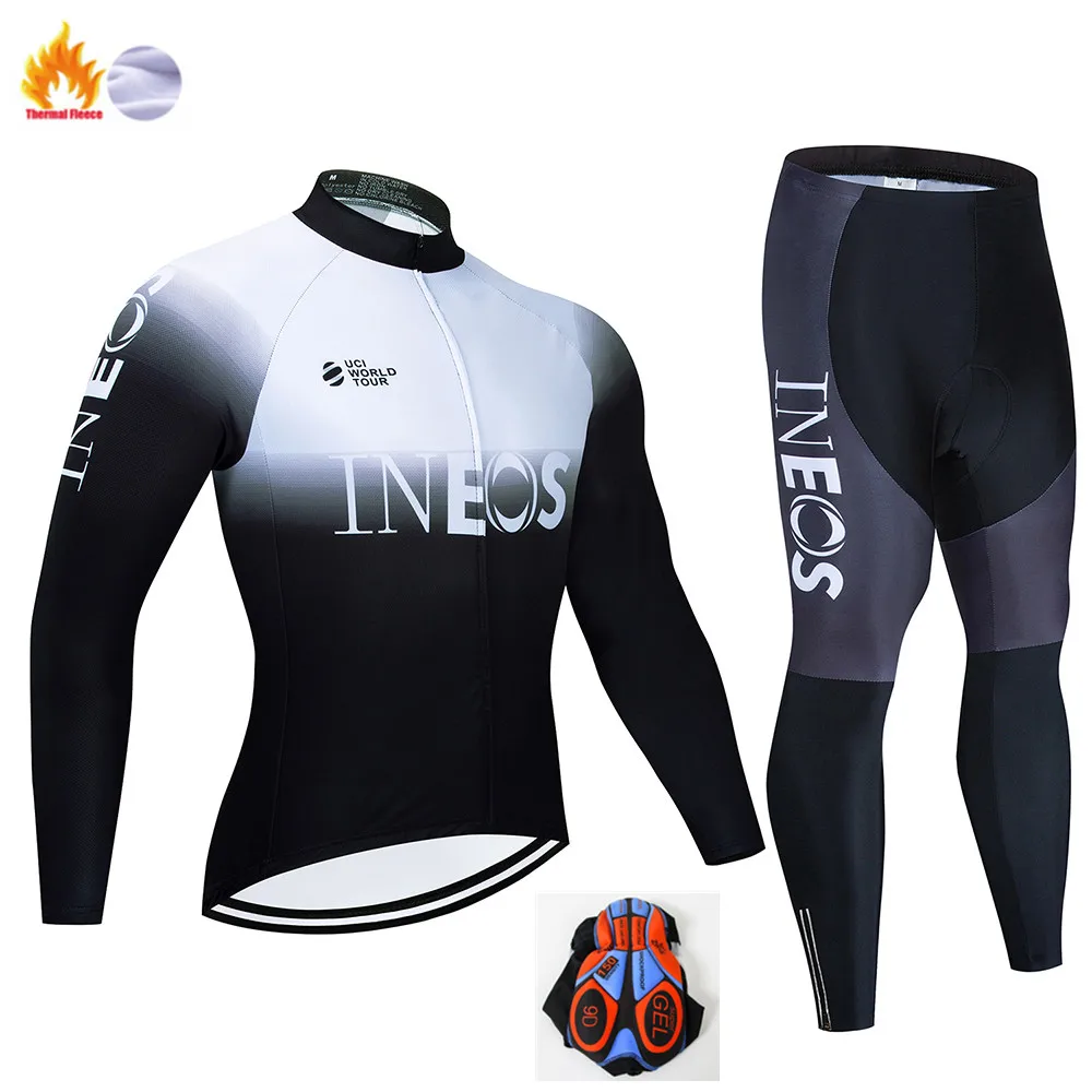 Велоспорт Джерси Pro Team INEOS зимняя флисовая одежда для велоспорта MTB велосипедный комбинезон комплект Ropa Ciclismo триатлон комплект для велоспорта - Цвет: Winter Cycling Suit