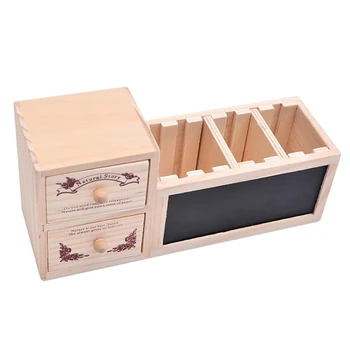

Wooden Pen Holder with Blackboard Cute Desktop Pencil Holder Desk Tidy Organizer Pen Pot Creative Office Accessories
